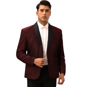 Lars Amadeus Men's Shawl Lapel Wedding Prom Shiny Metallic Sport Coats - 1 of 4