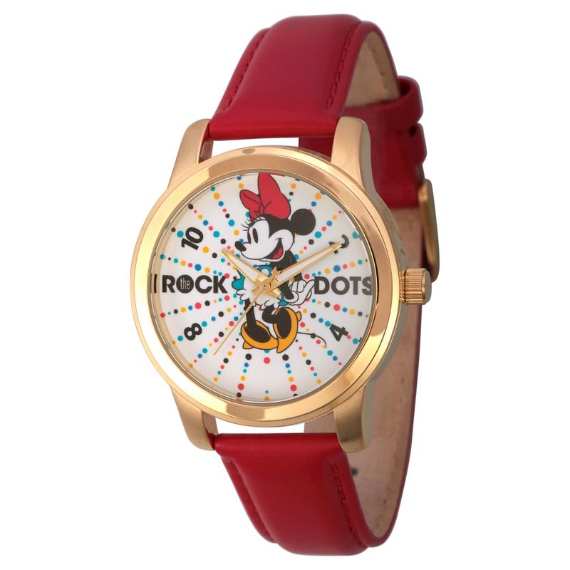 Women's Disney Minnie Mouse Gold Alloy Watch - Red, 1 of 6