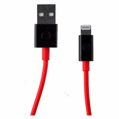 AT&T (4466F) 4Ft Charge & Sync Cable for iPhones - Red/Black