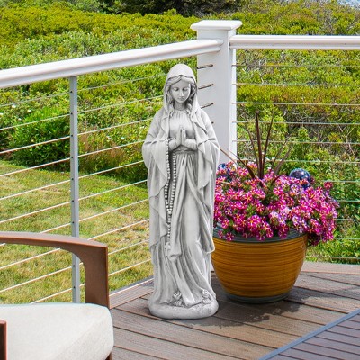 ABYNOW 29.9" Virgin Mary Outdoor Garden Statue – Praying Religious Catholic Decor for Yard, Patio, Home or Entryway – Ivory