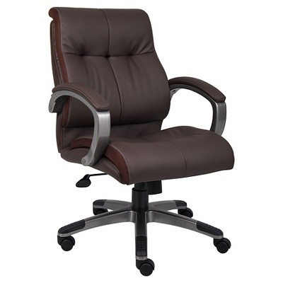 Double Plush Mid Back Executive Chair Brown - Boss Office Products