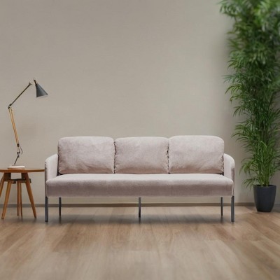 3 Seater Beige Polyester Fabric Sofa, Modern Upholstered Sofa, Comfy Small Couches for Small Space Living Room