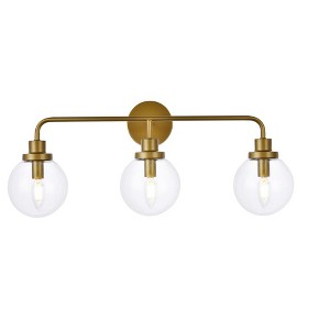 Elegant Lighting Hanson 3 lights bath sconce in brass with clear shade - 1 of 4