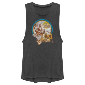 Juniors Womens Pirates of the Caribbean: On Stranger Tides Distressed Skull Logo Festival Muscle Tee - 1 of 4