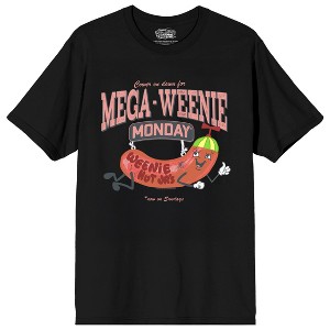 Spongebob Squarepants Mega Weenie Monday Adult Black Crew Neck Short Sleeve T-shirt - 1 of 4