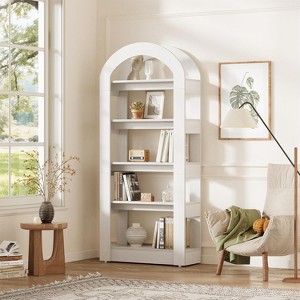 Tribesigns 5-Tier Arch-Shaped Bookshelf, Tall Standing Wooden Modern Storage Bookcase for office,living room - 1 of 4