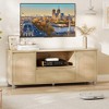 Whizmax Rattan TV Stand for 70 Inch TV, Boho TV Entertainment Center, Wooden TV Console with Drawer and 2 Cabinets for Living Room, Bedroom, Natural - image 2 of 4