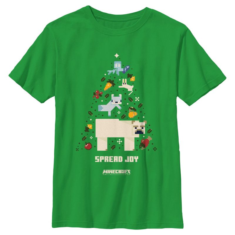 Boy's Minecraft Spread Joy Christmas Tree T-Shirt, 1 of 5