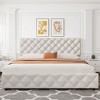 Faux Leather Upholstered Bed Frame with 4 Storage Drawers, Adjustable Diamond Tufted Headboard, No Box Spring Needed - 4 of 4