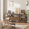 71" Rustic TV Stand with Storage - Holds TVs Up to 75", 2 Drawers & Open Shelves, Industrial Metal Frame Entertainment Center - 2 of 4