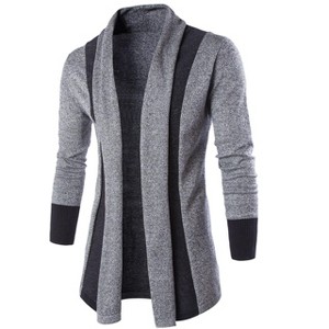 Unique Bargains Men's Shawl Collar Contrast Color Knit Cardigan - 1 of 4