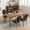 2 Pieces Black French Style Solid Wood Frame PU artificial leather Dining Chair with Nailhead Trim and Wood Legs - 2 of 4