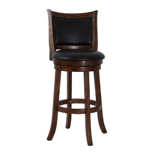 New Classic Furniture, Bristol Wood Swivel Bar Stool with PU Seat in Dark Brown, Brown - 1 of 4