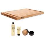 John Boos Block 18 Inch Wide Cutting/Carving Board with Juice Groove, Maple and 3 Piece Wood Cutting Board Care and Maintenance Set
