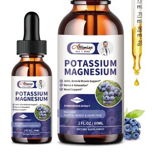 Alliwise Potassium Magnesium Supplement Liquid - Plus Calcium, Vitamin D3, Zinc for Bone & Energy & Immune Support - 2 Fl.oz - 1 of 4