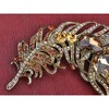 Anna-Kaci Vintage Inspired Silvery Tone Shiny Emerald Green Rainbow Rhinestones Flower Leaf Bouquet Feather Brooch Pin - 4 of 4