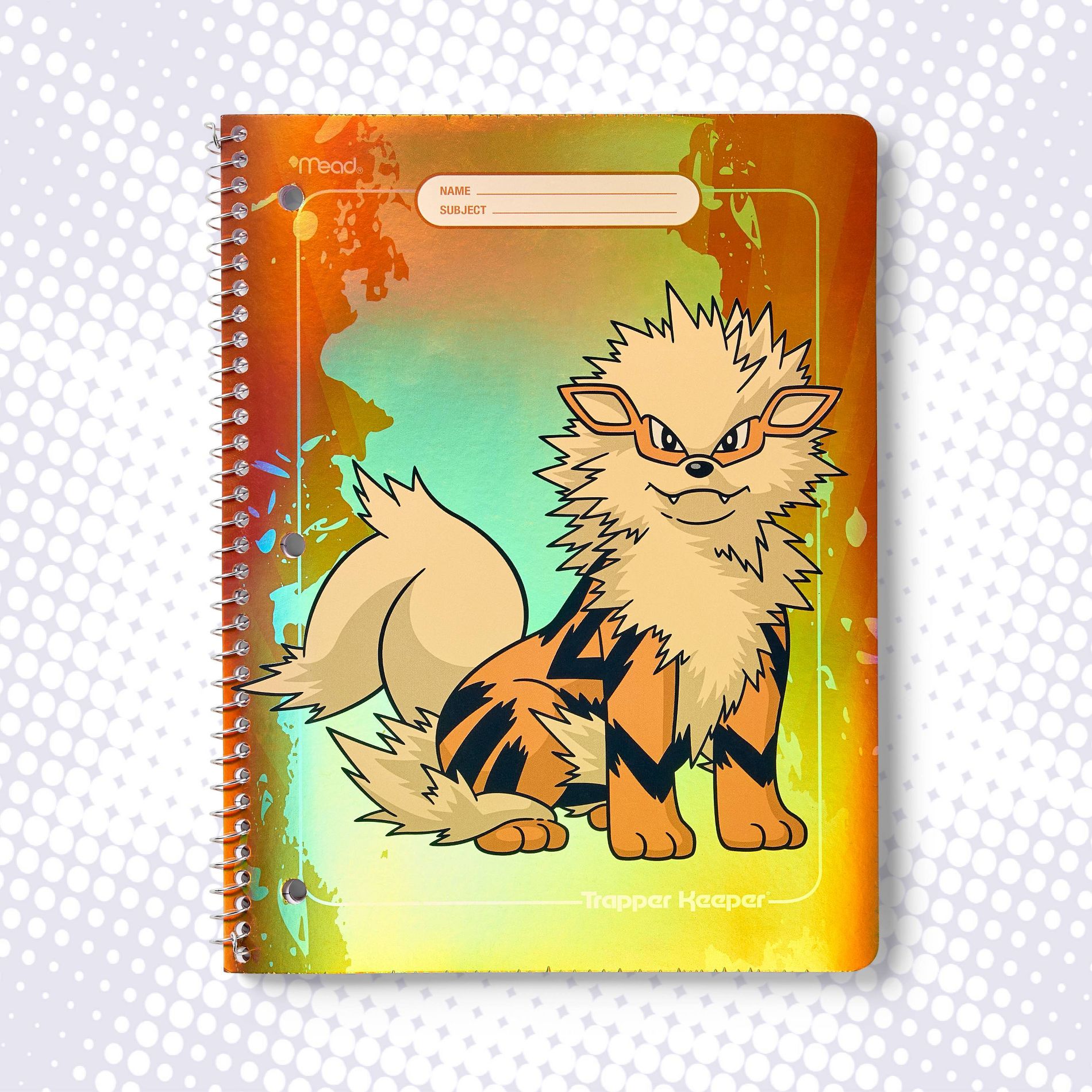 Mead 8"x10.5" College Ruled Pokémon Trapper Keeper Notebook Arcanine 80 Pages - Pokémon x Target