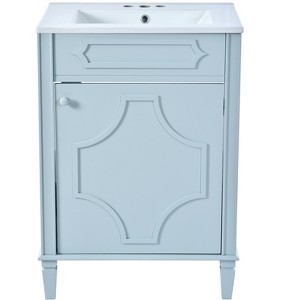 Vynxaria 24'' Bathroom Vanity with Ceramic Sink Combo, Modern Freestanding Storage Cabinet with Height Adjustable Shelf, Soft Closing Doors - 1 of 4