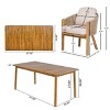 7-Piece Acacia Wood Patio Dining Sets, Outdoor Oblong Dining Table with 6 Rope Woven Chairs for Patio or Garden – Cuddlewood - 4 of 4