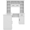 Sapphtopaz L-Shaped Writing Desk with 2 Cabinets & 2 Drawers Computer Desk with Open Bookcase & Electrical Outlet Study Table for Home Office - 3 of 4