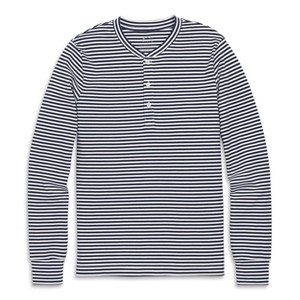 Primary Adult Organic Long Sleeve Henley Pj Top In Stripe (Unisex Fit) - 1 of 1