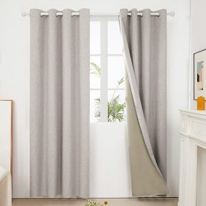 Deconovo 2 Panels Solid Color Full Blackout Curtain with White Grommet, No Tiebacks - 1 of 4
