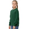 Girls Long Sleeve Cable Knit Sweater Crewneck Pullover Sweaters Kids Chunky Cute Fall Jumper Tops - 3 of 3
