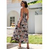 Women's Summer Floral Dress, Spaghetti Strap Midi Dress with Waist - Cinching Design - 2 of 4