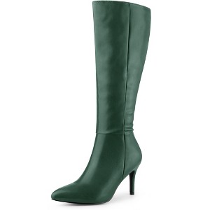 BLISSFUL STEP Women's Halloween Zipper Pointed Toe Stiletto Heel Knee High Boots - 1 of 4