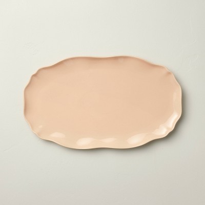 11"x18" Scalloped Stoneware Serving Tray Blush - Hearth & Hand™ with Magnolia