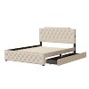 NicBex Queen Upholstered Bed Frame with Linen Tufted Headboard,Platform Bed Frame with 2 Drawers and USB Ports,Easy Assembly,Beige/Gray - 3 of 4