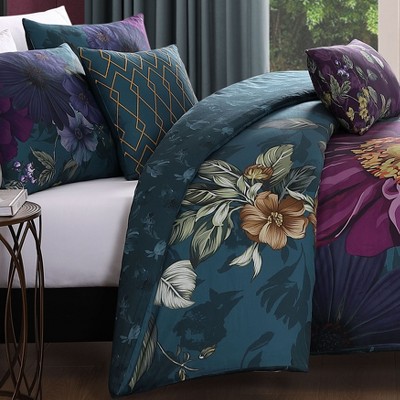 Bebejan Vibrant 100% Cotton Sateen 5 Piece Floral Reversible Comforter Set, All Season Bedding Set - Queen — фото 4