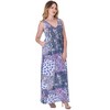 24seven Comfort Apparel Purple Paisley Sleeveless V Neck Maxi Dress With Pockets - 2 of 4