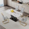 Modern Imitation Marble Pattern Dining Table,Dining Table With Tempered Glass Tabletop And MDF Legs,Rectangular Kitchen Table-Cuddlewood - 3 of 4