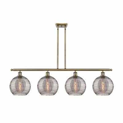 Athens Deco Swirl - 4 Light Stem Hung Island In Industrial Style-12.13 Inches Tall and 48.25 Inches Wide