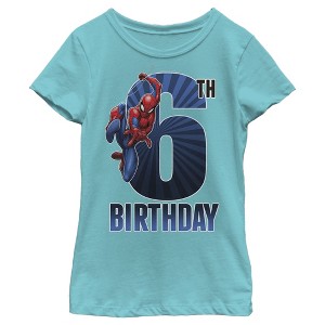Girl's Marvel Spider-Man Swinging 6th Birthday T-Shirt - 1 of 3