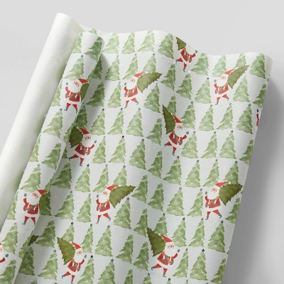 20 sq ft Santa Carrying Trees Gift Wrap - Wondershop™