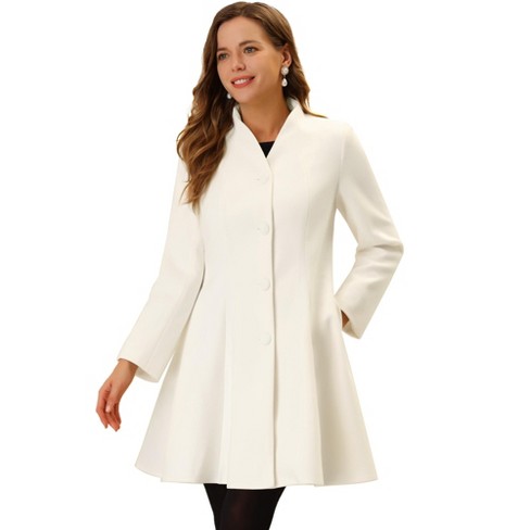Buy White Wool Coat, Long Overcoat, Shirt Collar Coat, Winter Coat