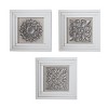 Glass Floral Wall Decor Set of 3 with Embossed Details - Olivia & May: Luxury Glam Indoor Art - 2 of 4