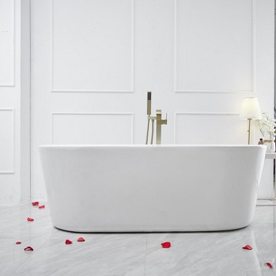 Brushed Gold Freestanding Roman Tub Faucet with Hand Shower