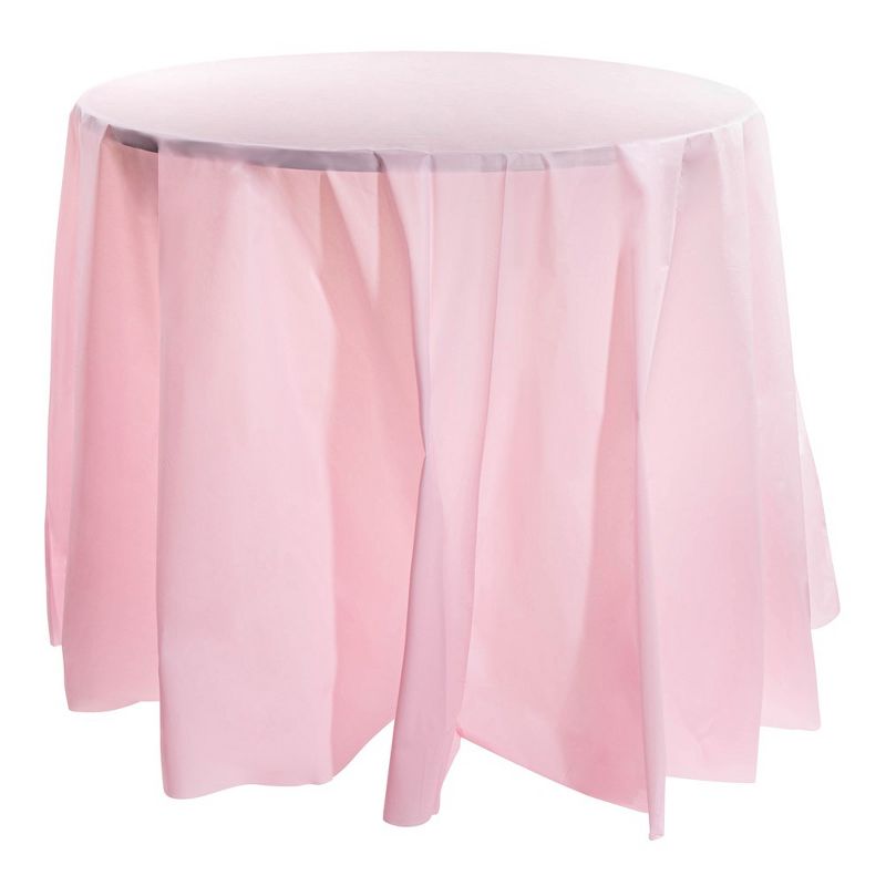 Smarty Had A Party Pink Round Disposable Plastic Tablecloths (84") (96 Tablecloths), 1 of 2
