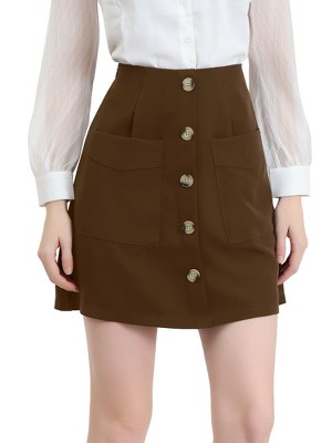 Allegra K Women's Buttons Front A-line Short Cargo Casual Skirt : Target