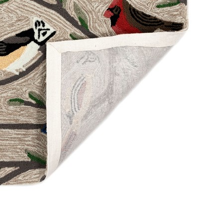 Handmade Tufted Rectangular Black Bird Design Rug