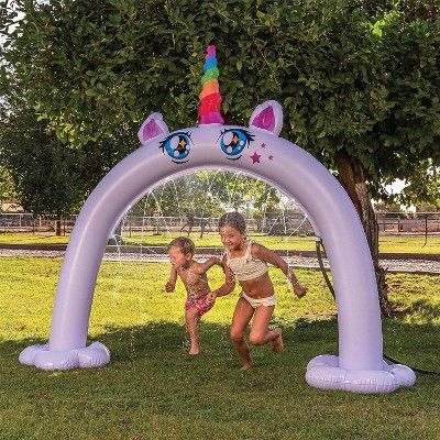 Image of Joyfy Arch Inflatable Water Sprinkler with Unicorn Design,Inflatable Water Park Fun Outdoor Summer Toys, Backyard Fountain Lawn Sprinkler for Kids