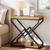 Tribesigns End Table, Wooden Side Table with Storage and X-Shaped Metal Frame, Small Narrow Bedside Accent Table for Bedroom, Brown & Black - 4 of 4
