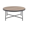 32" Round Coffee Table with Weathered Top and Dark Metal Crossbar Base, Ideal for Living Room - 2 of 4