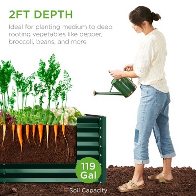 Dark Green 4x2x2ft Metal Raised Garden Bed Planter Box