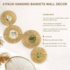 4 Pack Hanging Baskets Wall Art Decorative Woven Lafite Basket Boho Wall Hanging Rustic Round Mirrors Coastal Home - 3 of 4