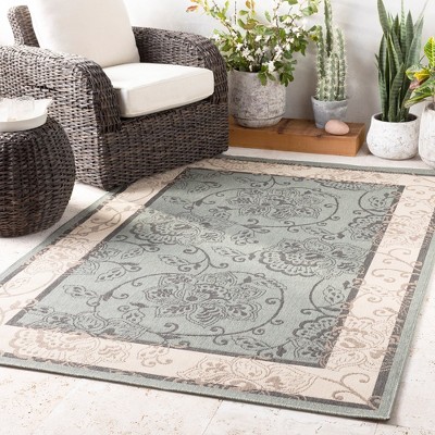 Joel Green and Beige Round Wool Area Rug