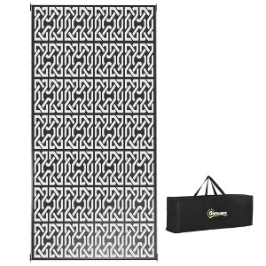 Aghana Digitals Reversible Polypropylene Outdoor Rug 9'x18' Black & White Chain with Carry Bag for - 1 of 4